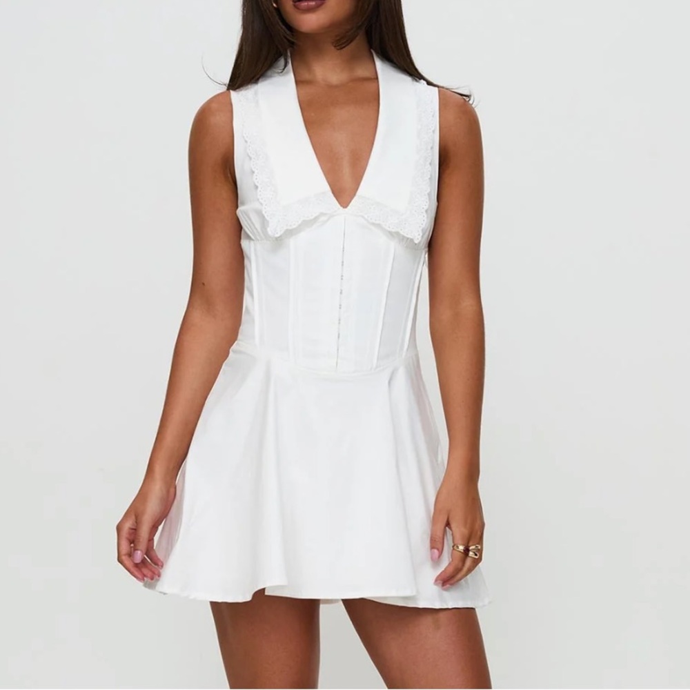 Princess Polly HAWORTH MINI DRESS WHITE